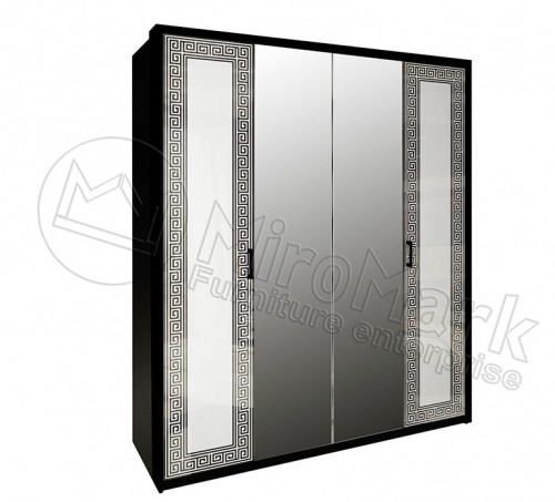 ​​ШАФА Віола 4дв МіроМарк Глянець Білий/Чорний Матовий